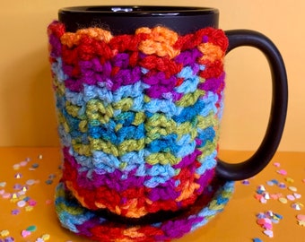 Crochet Mug Cozy and Coaster - Fiesta