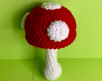 Crochet Mushroom Baby Rattle