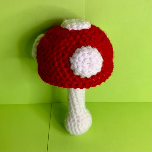 Crochet Mushroom Baby Rattle