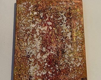 Pintura acrílica - técnica de espátula de cobre dorado.
