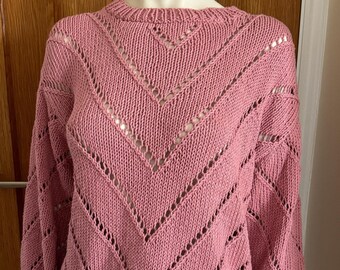 Vintage 90s Pink Cotton Knit Jumper Sweater M