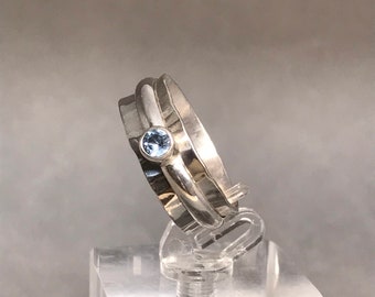 1 Birthstone Spinner Ring - gemstone meditation ring - family ring - fidget ring - sterling silver ring for women - made to order