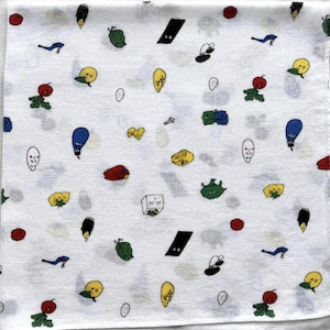 Vintage Cartoon Fruit Handkerchief: Art Print Pocket Square