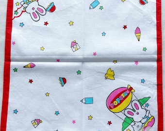 Vintage Cartoon Rabbit Handkerchief: Animal Print Pocket Square