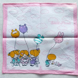 Vintage Cartoon Handkerchief: Japanese Kid Art