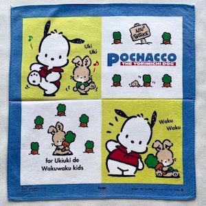 Vintage 1997 Pochacco Handkerchief / Vintage Sanrio Handkerchief / Cartoon Handkerchief