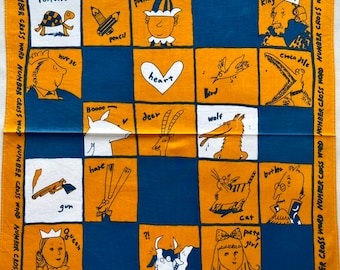 Vintage Cartoon Crossword Handkerchief: Art Print