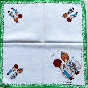 Vintage Cartoon Handkerchief: Japanese Kid Art