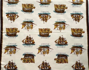 Vintage 90s Sail Handkerchief: The Old Ship Art