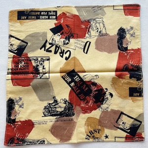 Vintage Japanese Handkerchief / Japanese Art / Art Handkerchief