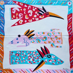 Vintage Japanese Handkerchief / Japanese Art / Art Handkerchief