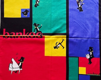 Vintage Rabbit Handkerchief: Colorful Animal Print Hanky (20x20 inch)