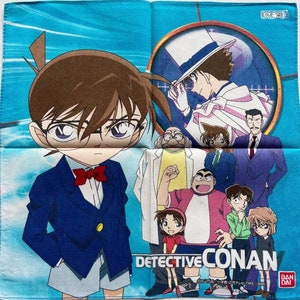 Vintage 90s Detective Conan Handkerchief / Vintage Anime Handkerchief / Vintage Case Closed Hankies