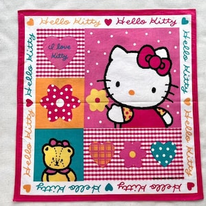 Vintage Hello Kitty Handkerchief / Vintage Sanrio Handkerchief / Cartoon Handkerchief