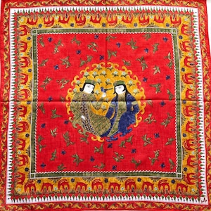 Vintage Japanese Handkerchief / Japanese Art / Art Handkerchief
