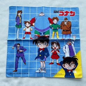 Vintage 90s Detective Conan Handkerchief / Vintage Anime Handkerchief / Vintage Case Closed Hankies