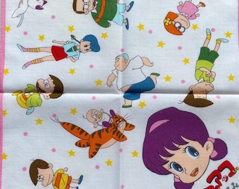 Vintage Himitsu no Akko-chan Handkerchief: Japanese Cartoon