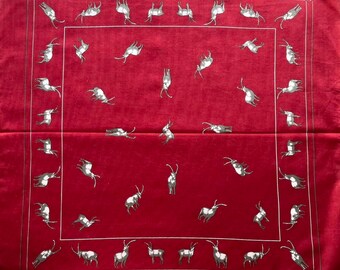 Vintage Antelope Print Handkerchief: Nature Scarf