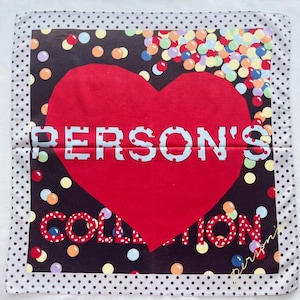 Vintage Person&#39;s Handkerchief / Valentine Handkerchief / Heart Handkerchief