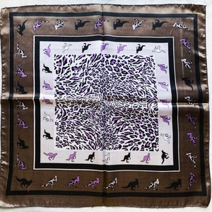 Sciarpa leopardata vintage / Fazzoletto animale / Fazzoletto di seta