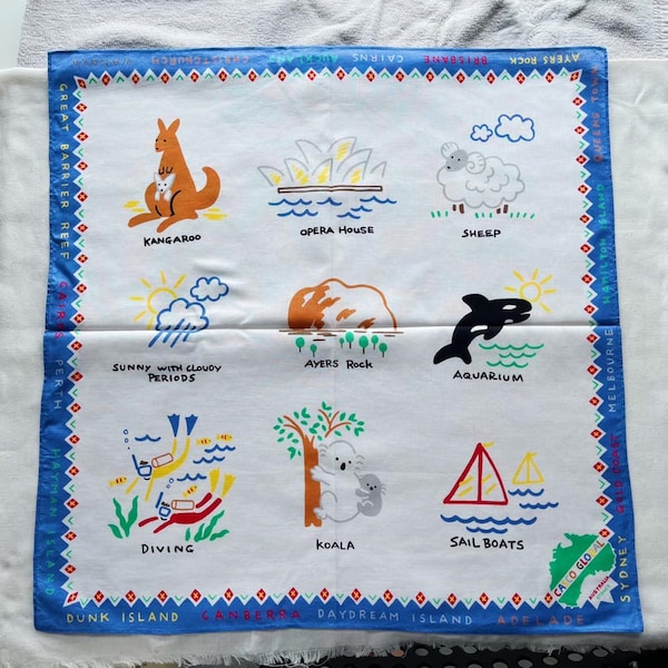 Vintage Australia Animal Handkerchief