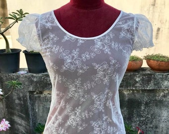 Vintage lace blouse Size.S Cute blouse minimalist retro style