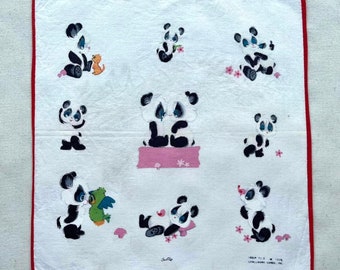 mouchoir vintage dessin animé panda