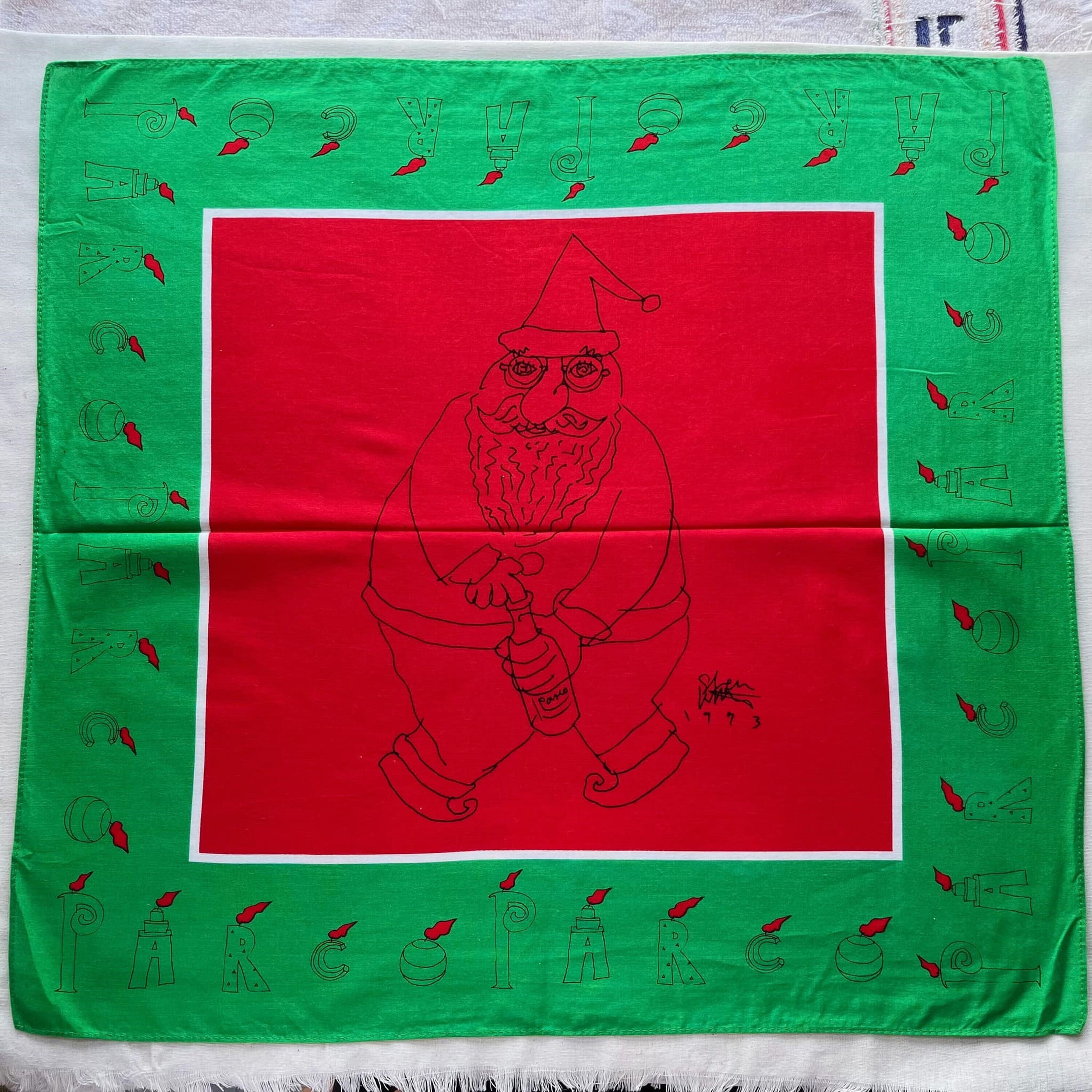 Vintage 1993 Santa Claus Handkerchief / Rock Handkerchief / Band Handkerchief