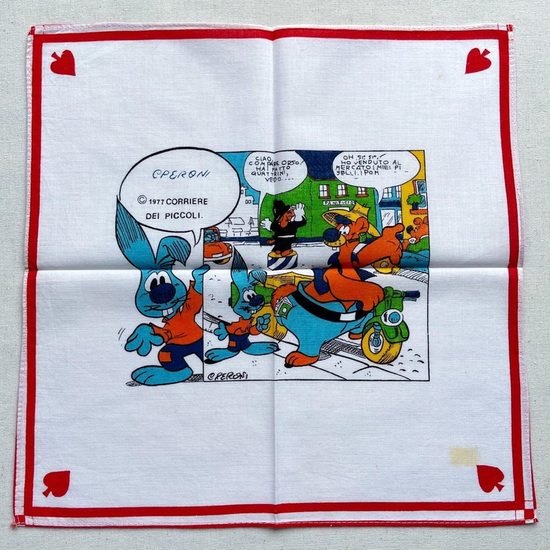 Vintage Rabbit Comic Handkerchief: Italian Cartoon Hanky - Etsy