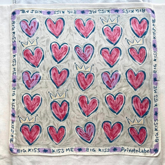 Vintage Heart Art Handkerchief: Valentine's Day Decor