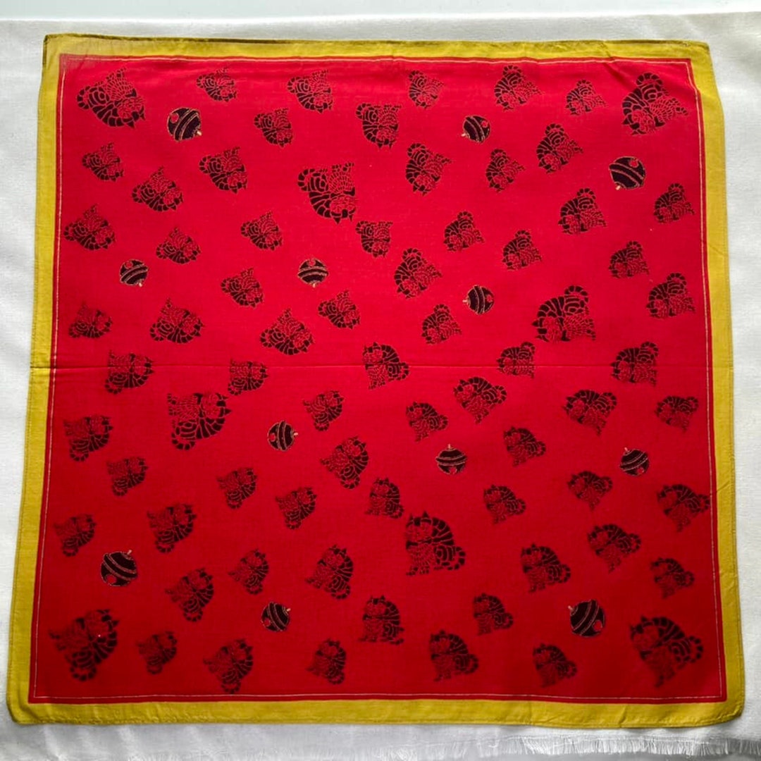 Vintage Cat Handkerchief / Vintage Animal Handkerchief / Cat Lover ...