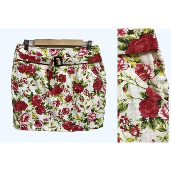 Vintage Skirt Waist 31" 70s Retro Skirt Floral Pa… - image 1