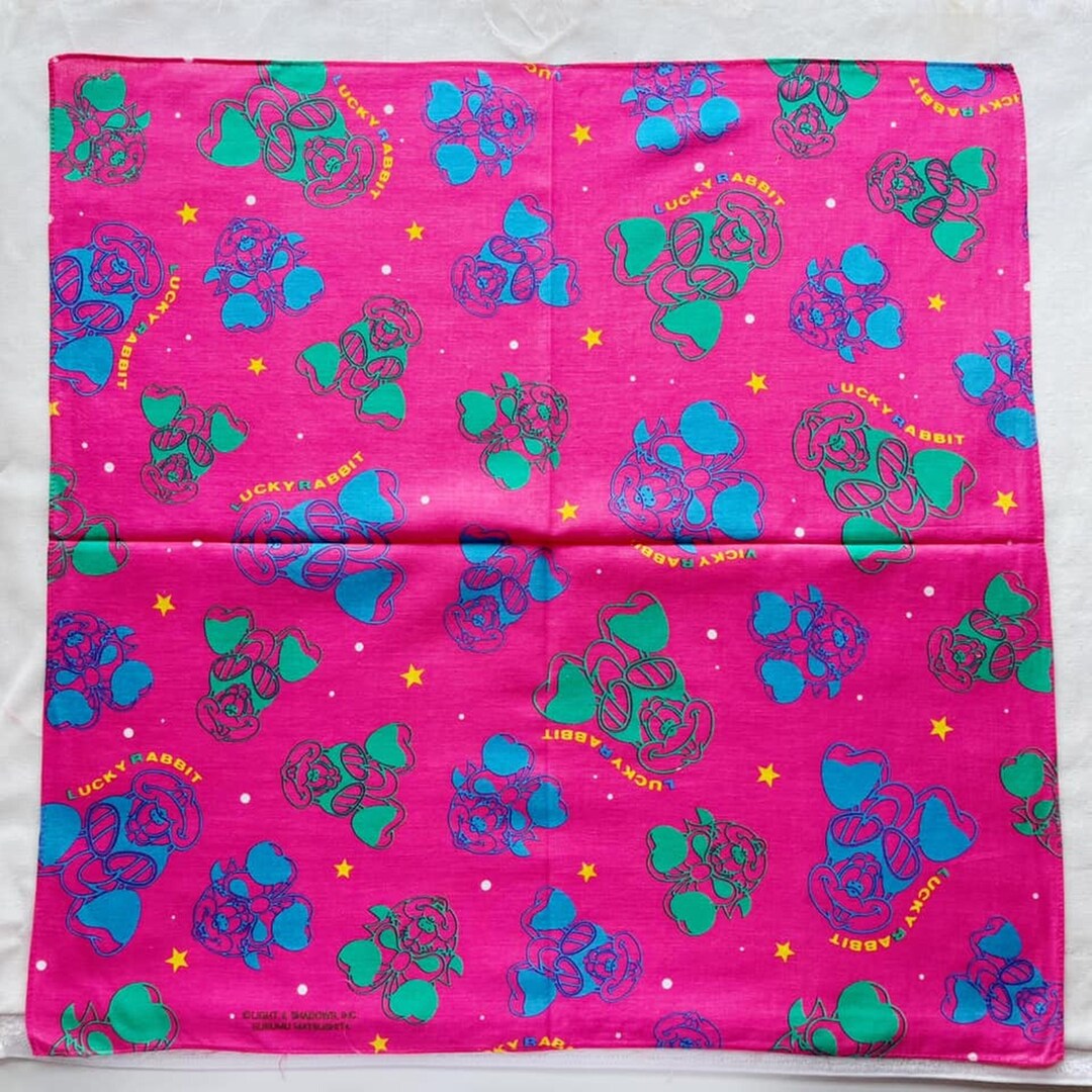 Vintage Rabbit Handkerchief / Vintage Animal Handkerchief / Vintage ...