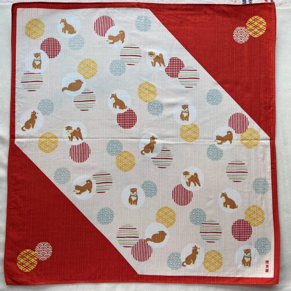 Vintage Shiba Inu Japanese Handkerchief - image 1