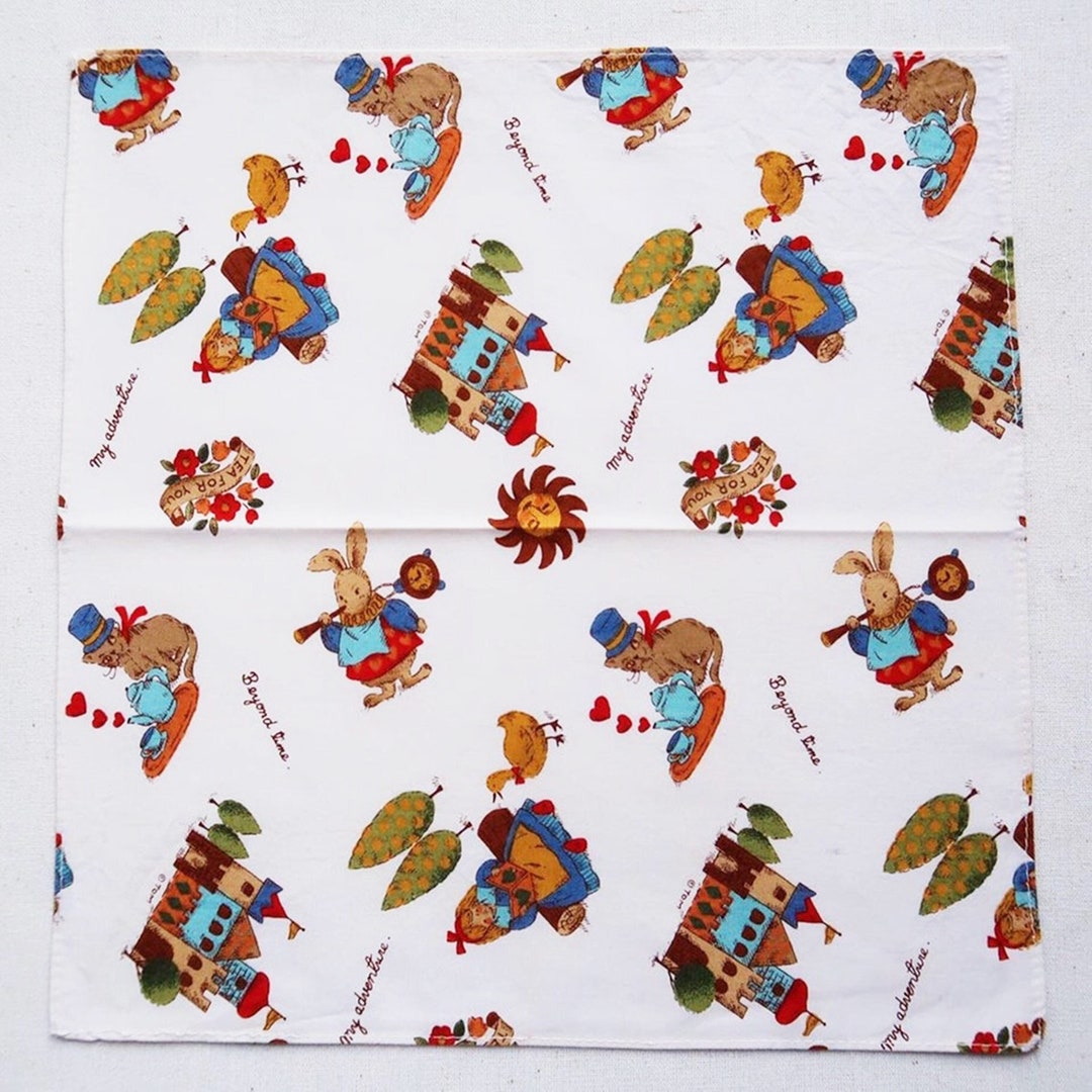 Vintage Rabbit Print Handkerchief: Nature Hanky (10x10.5 Inch) - Etsy