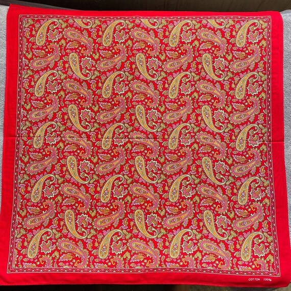 Vintage Red Paisley Handkerchief Etsy