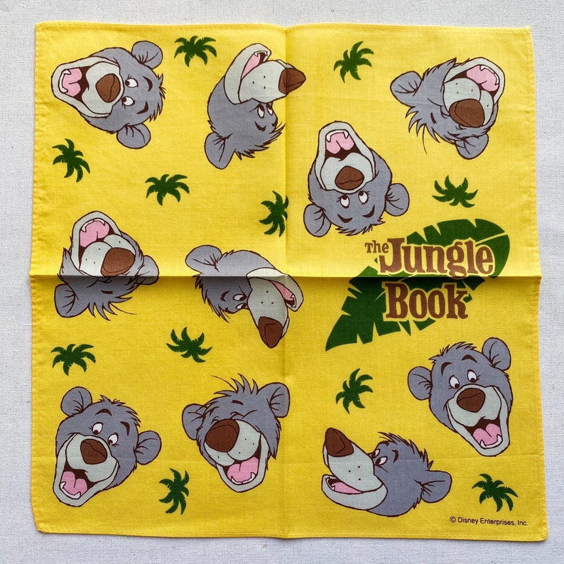 Man Handkerchief,Ladies Handkerchief,Gift for her hankey Vintage the jungle book handkerchief Vintage Handkerchief Cotton Handkerchief