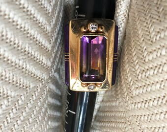 Art Deco 750er Gelbgold Multi Diamant Ametrin, Sugilith Design Ring