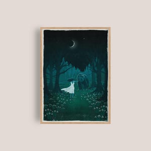 Dreaming the Bear, Mythical Forest Giclée Art Print, Folklore Artwork, Fantasy Illustrated Art Print