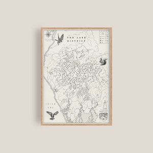 Seenplatte | Nationalpark Kunstwerk | Illustrierte Landkarte | Wandern Wandkunst | Seen Geschenk Souvenir