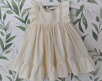Baby Girl Cotton Dress in Ivory