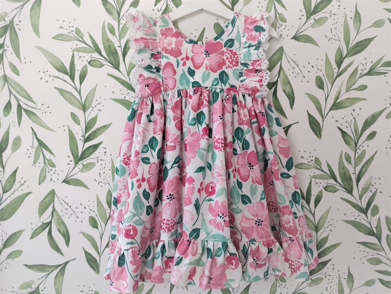 Girls/' Dress in Pink Floral