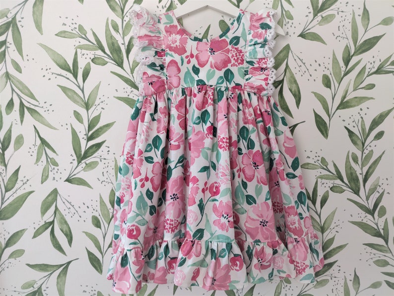 Girls/' Dress in Pink Floral