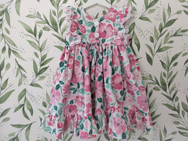 Girls/' Dress in Pink Floral