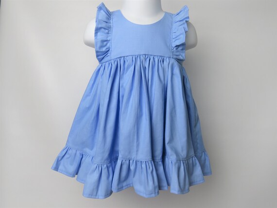 Baby Girl Cotton Dress in Baby Blue / Flower Girl Dress | Etsy