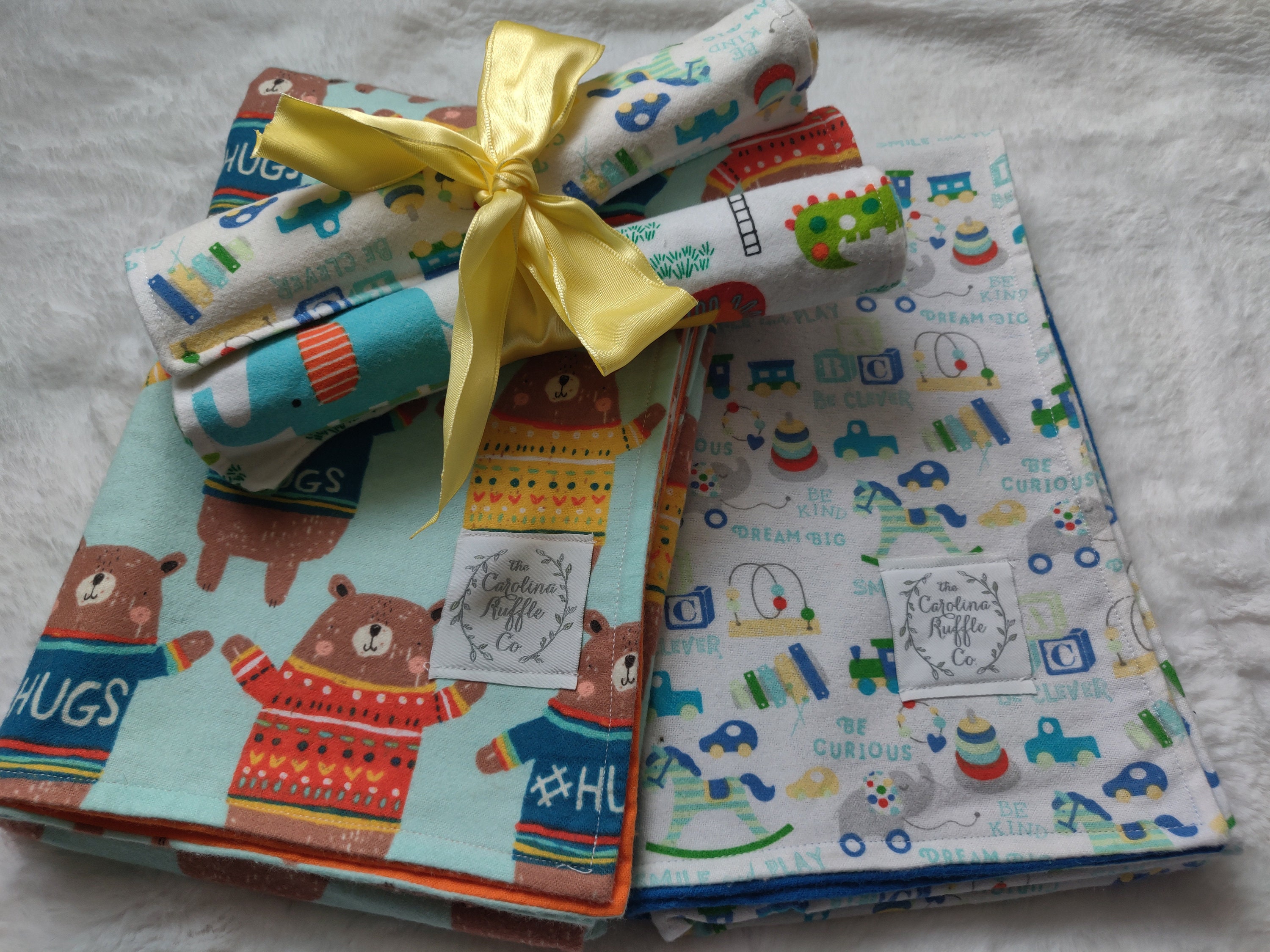 Baby Blanket and Burp Cloth Set / Baby Shower Gift