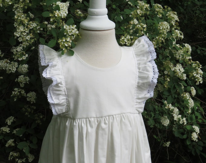 Girls' Cotton Dress in White / Flower Girl Dress