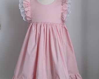 Girls' Cotton Dress in Pink / Flower Girl Dress
