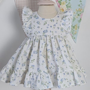 Baby Girl Dress Set White With Blue Flowers - Etsy