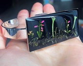 Statement resin bracelet, Lichen terrarium jewelry, Nature bracelets for women, Unique gifts for her, Botanist gift, Boho resin bracelet